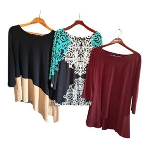 BUNDLE Alfani LOT of 3 Women's Elegant Tunic Tops Large
